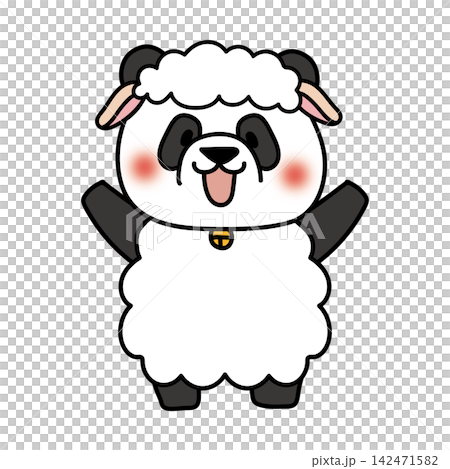 A panda wearing a sheep costume A panda wearing a sheep costume 142471582