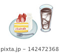 ショートケーキとアイスコーヒーのイラスト 142472368