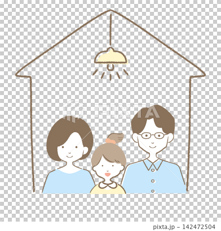 マイホームをイメージした3人家族 マイホームをイメージした3人家族 142472504