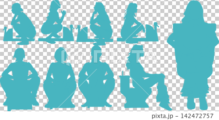 Illustration of a woman going to the toilet Illustration of a woman going to the toilet 142472757