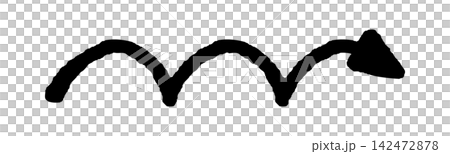 A rough, freehand-drawn arrow illustration in black. A rough, freehand-drawn arrow illustration in black. 142472878