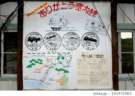 【むかわ町 富内鉄道公園 旧国鉄富内線「旧富内駅(富内銀河ステーション)」廃止記念の案内板】 【むかわ町 富内鉄道公園 旧国鉄富内線「旧富内駅(富内銀河ステーション)」廃止記念の案内板】 142472963