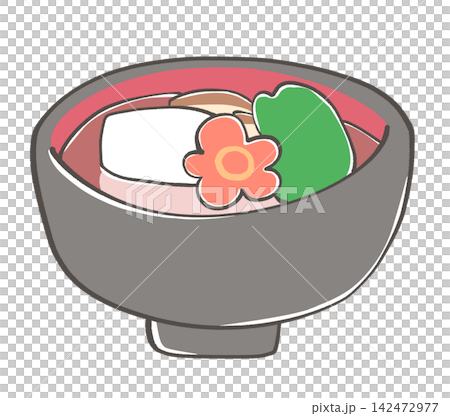 關東風味醬油湯(年糕湯)的插圖。 關東風味醬油湯(年糕湯)的插圖。 142472977