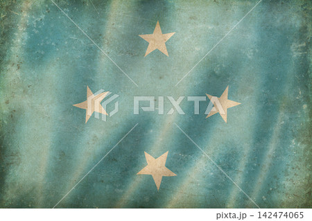 Old vintage flag of Micronesia, worn and stained Old vintage flag of Micronesia, worn and stained 142474065