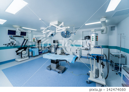 Modern equipment in operating room. Medical devices for neurosurgery. Modern equipment in operating room. Medical devices for neurosurgery. 142474080