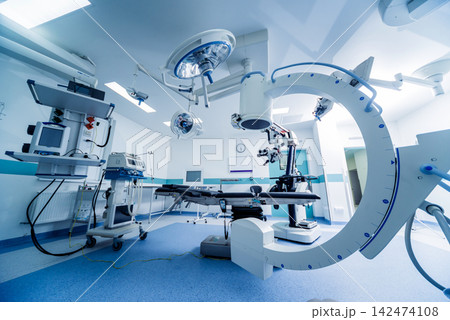 Modern equipment in operating room. Medical devices for neurosurgery. 142474108