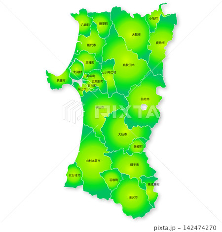 秋田県と市町村の地図 秋田県と市町村の地図 142474270