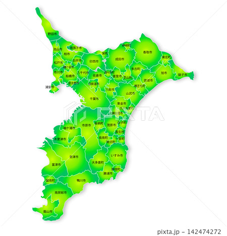 千葉県と市町村の地図 142474272