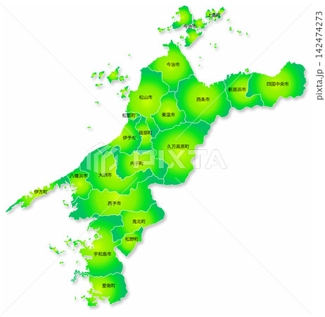愛媛県と市町村の地図 愛媛県と市町村の地図 142474273