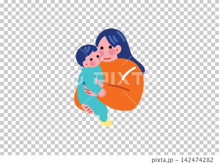 一個媽媽抱著一個嬰兒的插圖 一個媽媽抱著一個嬰兒的插圖 142474282
