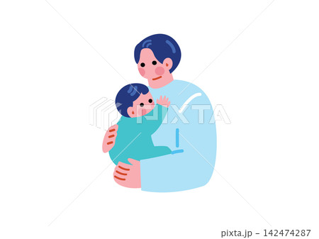 赤ちゃんを抱っこするパパのイラスト 赤ちゃんを抱っこするパパのイラスト 142474287