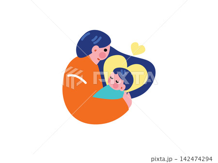 赤ちゃんを抱っこするママのイラスト 赤ちゃんを抱っこするママのイラスト 142474294