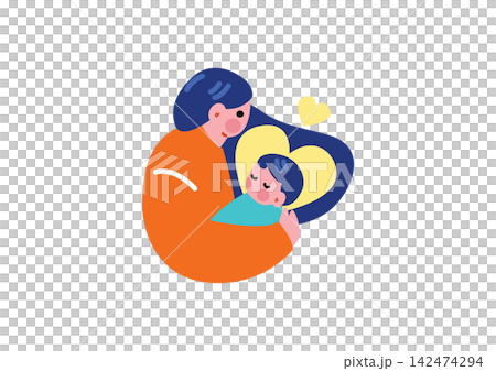 赤ちゃんを抱っこするママのイラスト 赤ちゃんを抱っこするママのイラスト 142474294