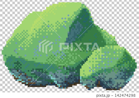Two moss rock in pixel art 142474298