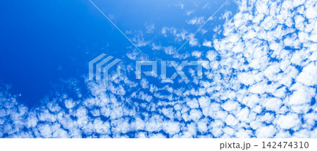 爽やかな青空と空気感のある秋の雲のシンプルな風景 爽やかな青空と空気感のある秋の雲のシンプルな風景 142474310