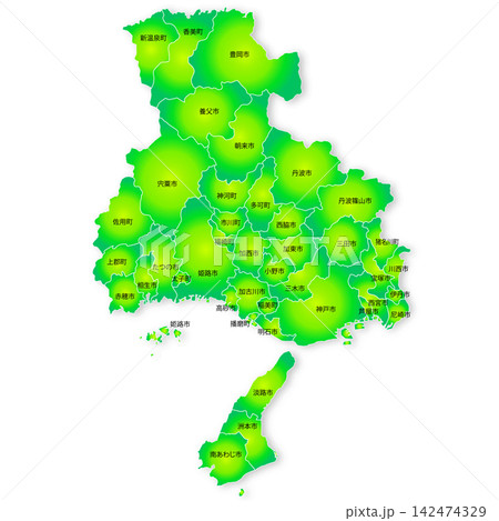 兵庫県と市町村の地図 兵庫県と市町村の地図 142474329