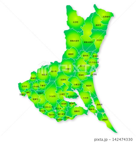 茨城県と市町村の地図 142474330