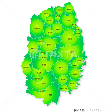 岩手県と市町村の地図 岩手県と市町村の地図 142474332