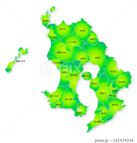 鹿児島県と市町村の地図 鹿児島県と市町村の地図 142474334