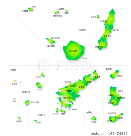 鹿児島県の離島地図 鹿児島県の離島地図 142474335