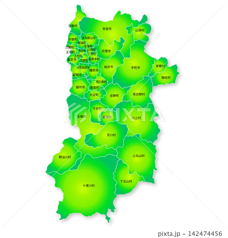 奈良県と市町村の地図 奈良県と市町村の地図 142474456