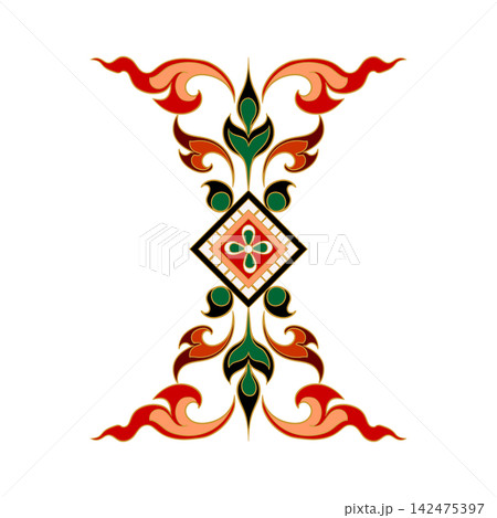 Traditional Thai Kanok Border Ornament Traditional Thai Kanok Border Ornament 142475397