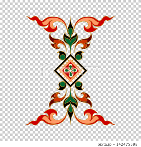Traditional Thai Kanok Border Ornament Traditional Thai Kanok Border Ornament 142475398