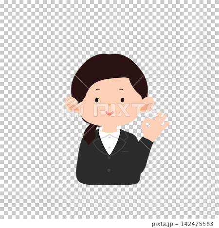穿著西裝的女人打出「OK」手勢 142475583