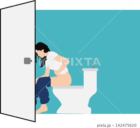 トイレに行く女性のイラスト 142475620