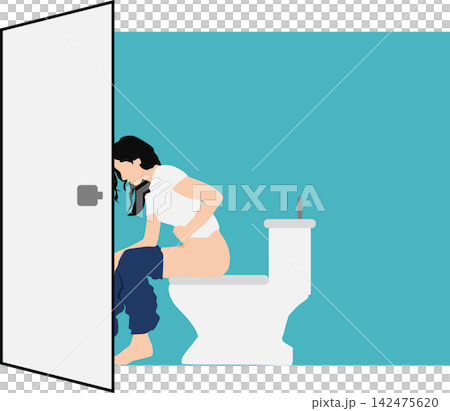 トイレに行く女性のイラスト 142475620