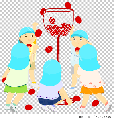 運動会_玉入れをする子供達のイラスト 運動会_玉入れをする子供達のイラスト 142475630