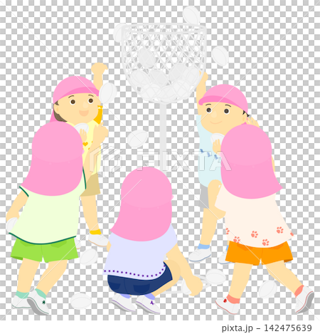 Illustration of children playing ball toss at a school sports day. Illustration of children playing ball toss at a school sports day. 142475639