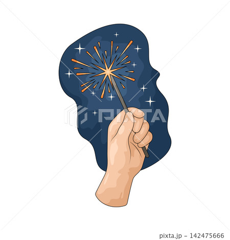 Illustration of Hand holding Sparkler 142475666