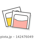 カラフルでポップな薬の袋と粉薬のイラスト,主線あり 142476049