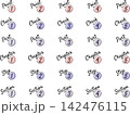 大人かわいい筆記体と吹き出しの数字アイコン・ピンク青グレー 142476115