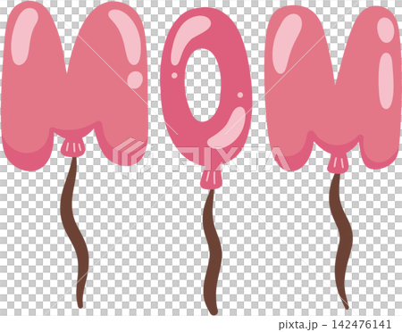 Cute pink MOM letter balloons vector illustration isolated for Mother's Day celebration Cute pink MOM letter balloons vector illustration isolated for Mother's Day celebration 142476141