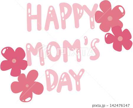 Cute pink Happy Mom's Day typography text with flowers vector illustration isolated Cute pink Happy Mom's Day typography text with flowers vector illustration isolated 142476147