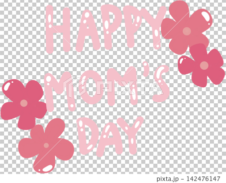 Cute pink Happy Mom's Day typography text with flowers vector illustration isolated Cute pink Happy Mom's Day typography text with flowers vector illustration isolated 142476147