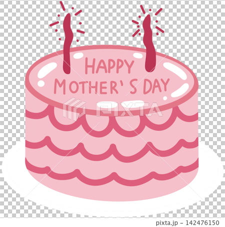 Pink Happy Mother's Day birthday cake with sparklers vector illustration on white plate Pink Happy Mother's Day birthday cake with sparklers vector illustration on white plate 142476150