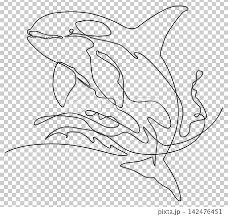 一筆書き-跳ねるシャチ 一筆書き-跳ねるシャチ 142476451