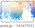ゲーム背景　ファンタジーなお城と虹色の空 142477031