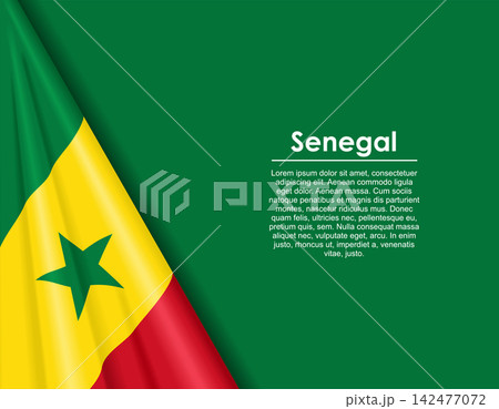 Senegalese waving national flag background and placeholder text. Vector illustration. Senegalese waving national flag background and placeholder text. Vector illustration. 142477072