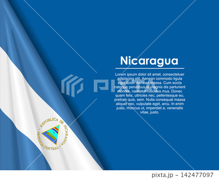 Nicaraguan waving national flag background and placeholder text. Vector illustration. Nicaraguan waving national flag background and placeholder text. Vector illustration. 142477097