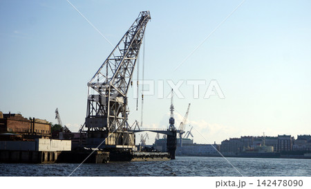 Stationary marine crane. 142478090