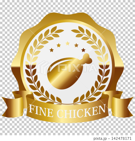 A luxurious chicken emblem in white and gold. A luxurious chicken emblem in white and gold. 142478171