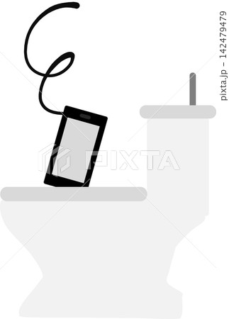 トイレにスマホを落とすイラスト 142479479