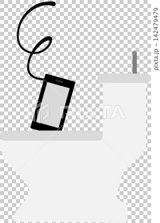 トイレにスマホを落とすイラスト 142479479