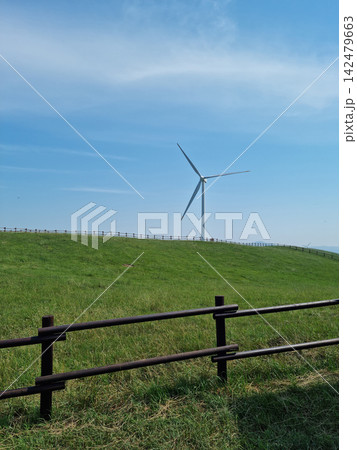 It is a farm with wind turbines. It is a farm with wind turbines. 142479663