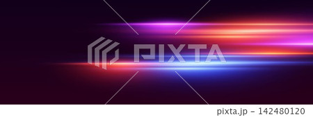 Colorful light streaks illuminating dark background, representing speed and technology Colorful light streaks illuminating dark background, representing speed and technology 142480120