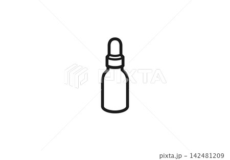 スポイト付き美容液ボトルの線画アイコン スポイト付き美容液ボトルの線画アイコン 142481209